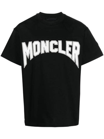 Logo Print Cotton Short Sleeve T-Shirt Black - MONCLER - BALAAN 1