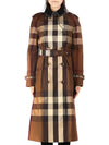 Women's Contrast Panel Check Trench Coat Brown - BURBERRY - BALAAN 2