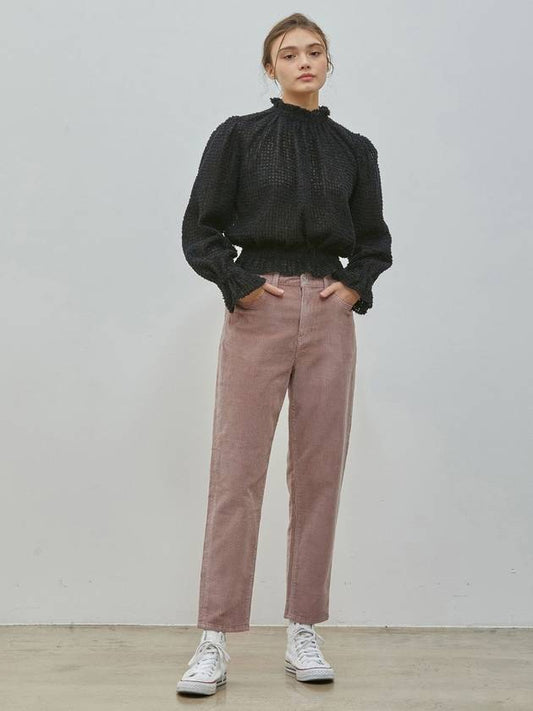 RYUL+WAI: High Waist Corduroy Crop Pants Pink - RYUL+WAI: - BALAAN 1