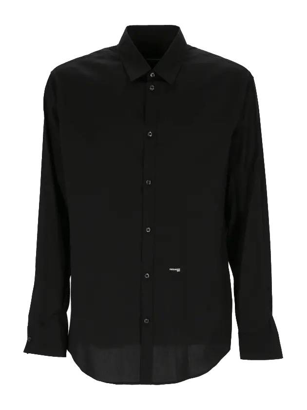 mini logo relaxed fit long sleeve shirt black - DSQUARED2 - BALAAN 1