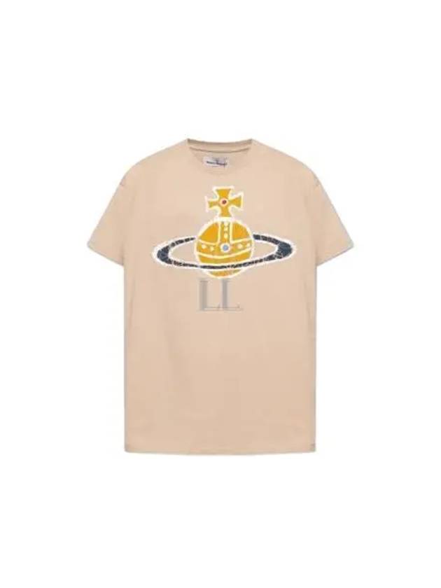 Women's Print Logo Short Sleeve T-Shirt Beige - VIVIENNE WESTWOOD - BALAAN 2