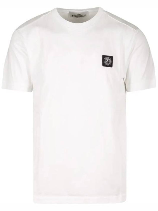 Logo Patch Short Sleeve T-Shirt White - STONE ISLAND - BALAAN 2