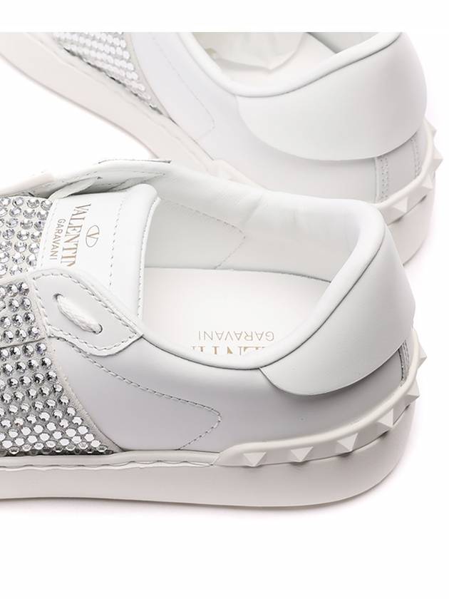 Crystal Low-Top Sneakers White Silver - VALENTINO - BALAAN 6