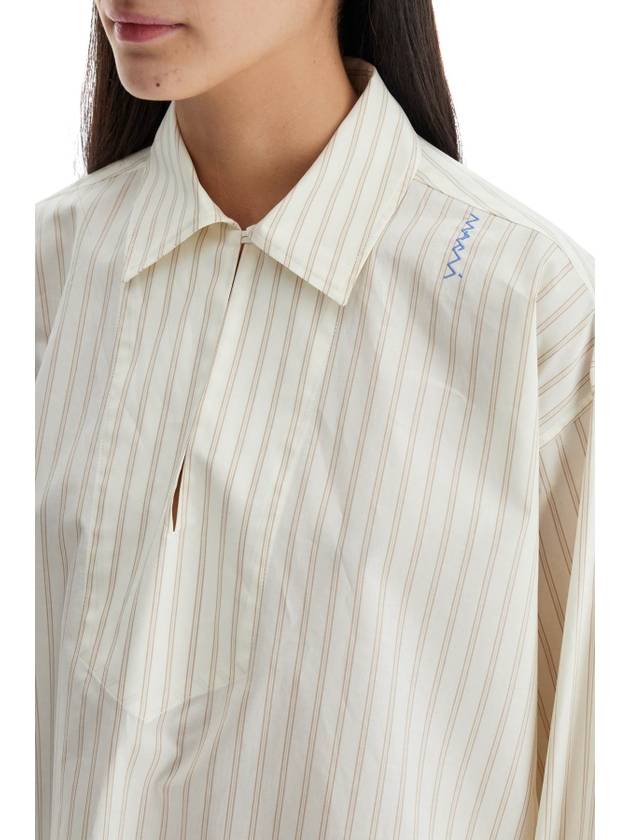 ivory striped cotton top with embroidered logo - MARNI - BALAAN 4