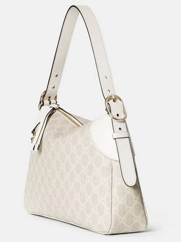 GG Emblem Medium Shoulder Bag Beige White - GUCCI - BALAAN 3