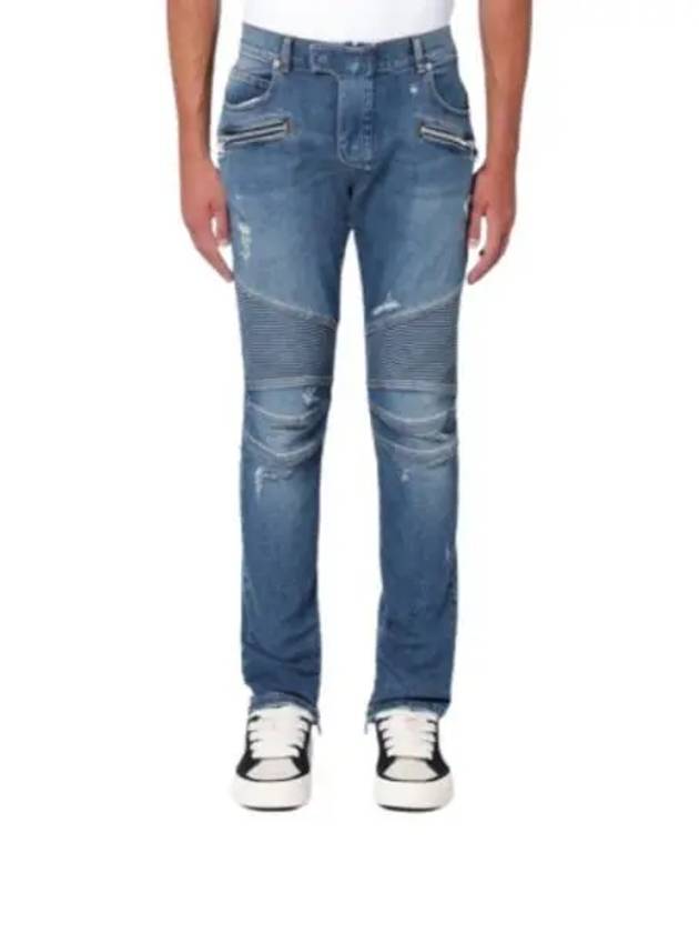 Biker Fated Denim Skinny Jeans Blue - BALMAIN - BALAAN 2