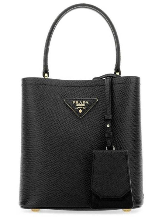 Panier Saffiano Leather Small Tote Bag Black - PRADA - BALAAN 1