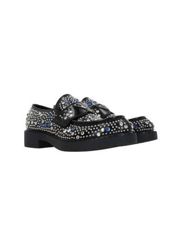 Black brushed leather loafers with studs and rhinestones - PRADA - BALAAN 2