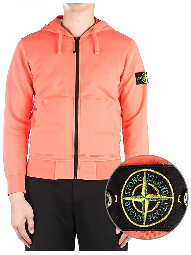 Men's Waffen Patch Fleece Zip Up Hoodie Orange - STONE ISLAND - BALAAN 2