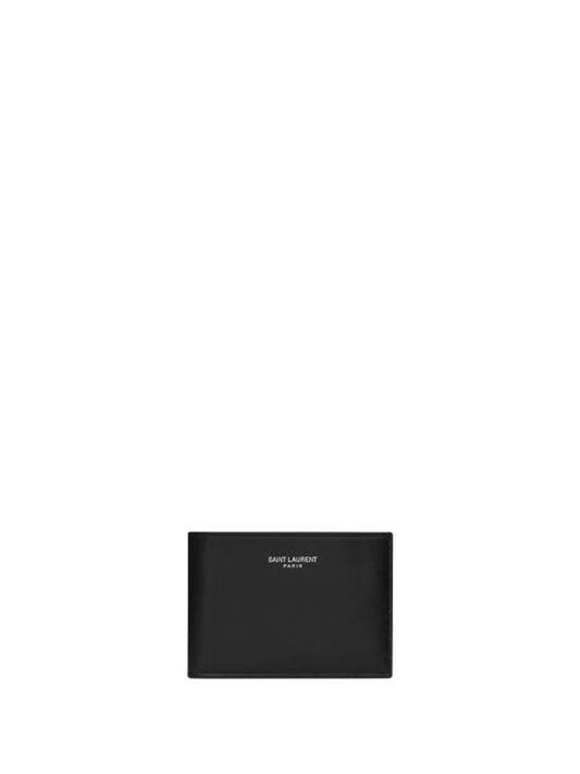 Paris Compact Smooth Leather Card Wallet Black - SAINT LAURENT - BALAAN 1