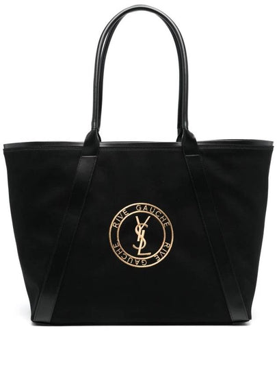 Rive Gauche Canvas Tote Bag Black - SAINT LAURENT - BALAAN 2