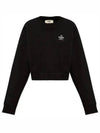 Logo Embroidery Crew Neck Sweatshirt Black - FENDI - BALAAN 2