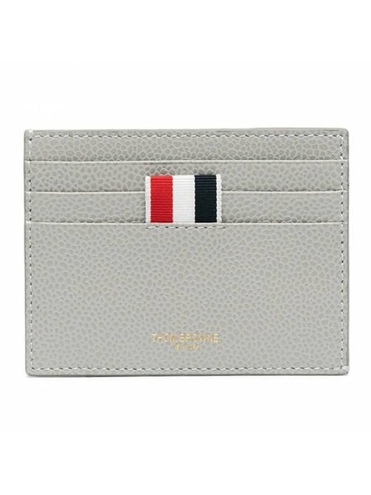 Pebble Calfskin 4-Bar Applique Note Card Wallet Grey - THOM BROWNE - BALAAN.