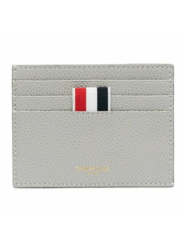 Pebble Calfskin 4-Bar Applique Note Card Wallet Grey - THOM BROWNE - BALAAN 1