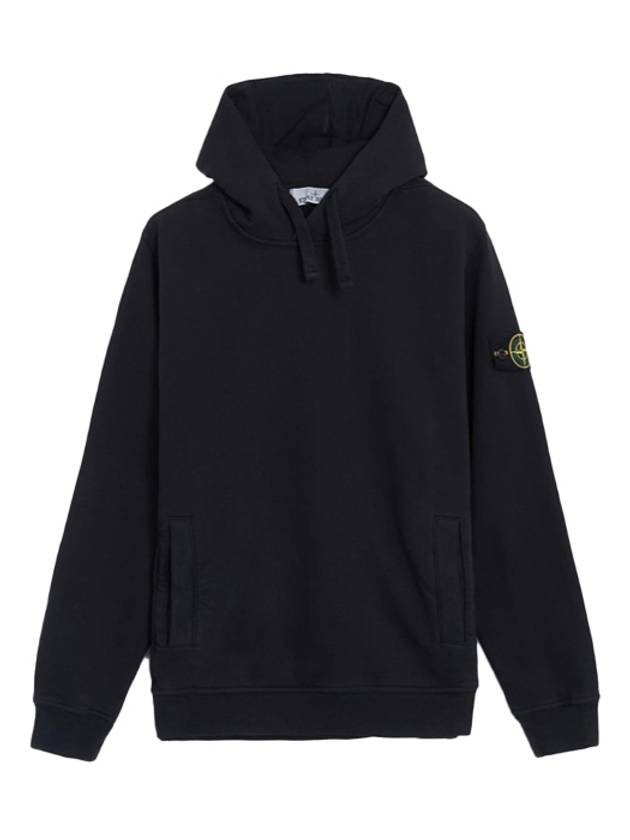 Wappen Patch Brushed Cotton Fleece Hoodie Black - STONE ISLAND - BALAAN 3