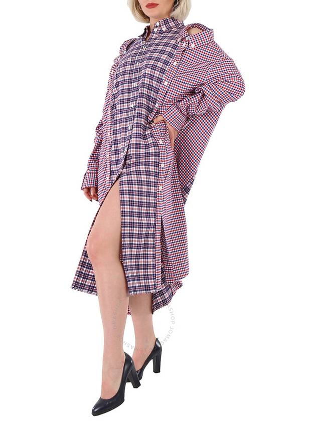 Burberry Bright Red Reconstructed Contrast Check Shirt Dress, Brand Size 6 (US Size 4) - BURBERRY - BALAAN 3