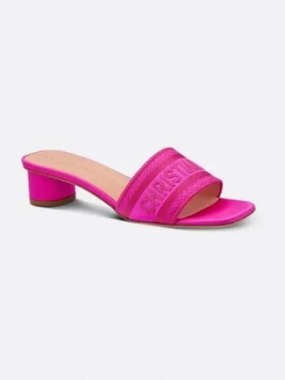 Dway Embroidered Satin Cotton Sandal Heels Rani Pink - DIOR - BALAAN 2