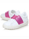 Rockstud Hidden Strap Low Top Sneakers White Pink - VALENTINO - BALAAN 2