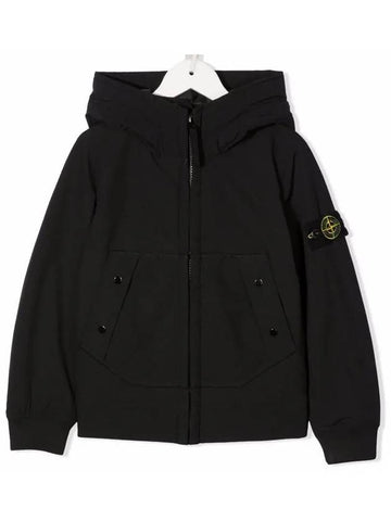 Kids Waffen Hooded Zip Up Jacket Black 751640331 V0029 - STONE ISLAND - BALAAN 1