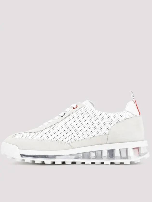 Women Vitello Calf Tech Runner Clear Sole Low Top Sneakers White - THOM BROWNE - BALAAN 3