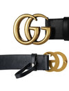 GG Marmont Buckle Leather Belt Black - GUCCI - BALAAN 3