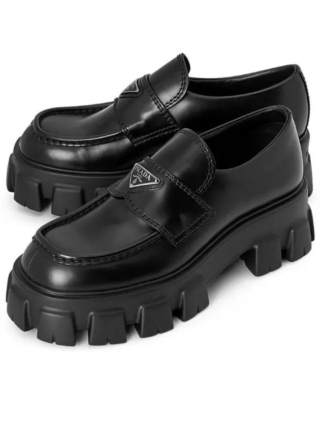 Monolith Brushed Leather Loafers Black - PRADA - BALAAN 2