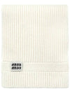 Intarsia Logo Wool Cashmere Muffler White - MIU MIU - BALAAN 2