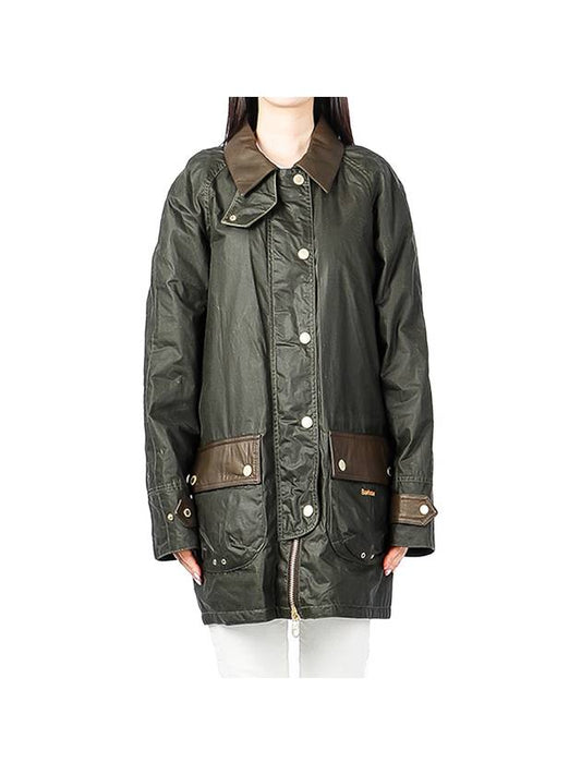 Women's Winslet Wax Jacket Green - BARBOUR - BALAAN.