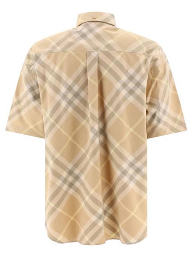 Check Short Sleeve Shirt Beige - BURBERRY - BALAAN 3