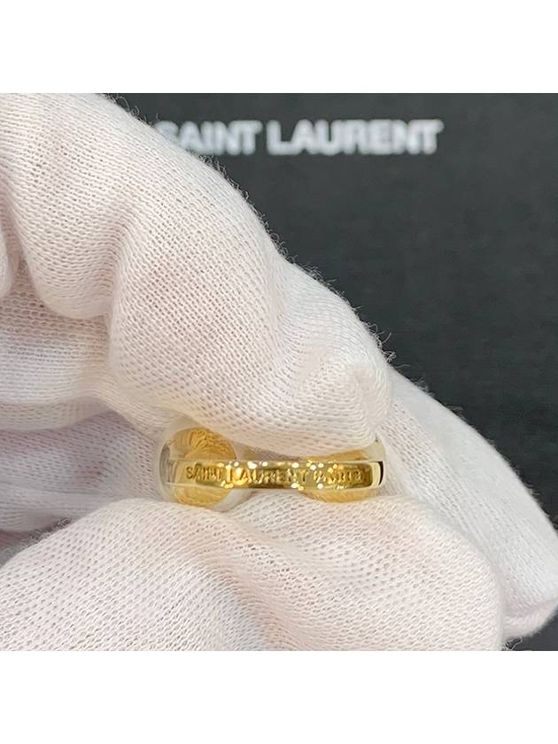 YSL Logo Pearl Ring Aging Brass Gold - SAINT LAURENT - BALAAN 7