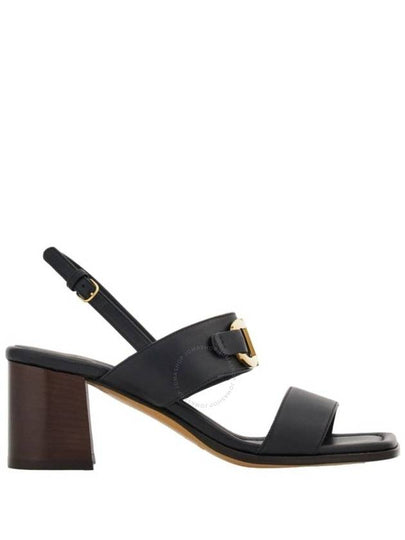 Gancini Leather Sandal Heels Black - SALVATORE FERRAGAMO - BALAAN 2