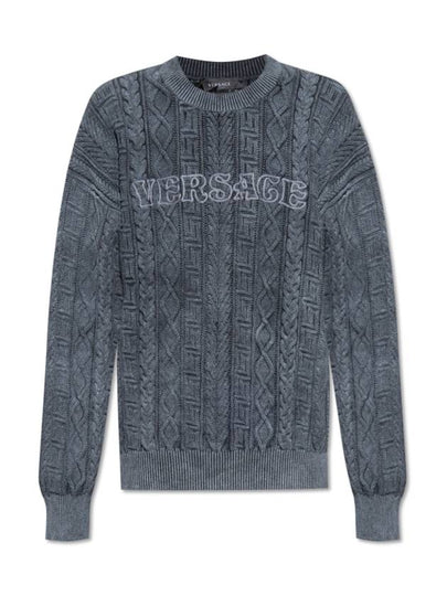 Embroidery Logo Knit Top Grey - VERSACE - BALAAN 2