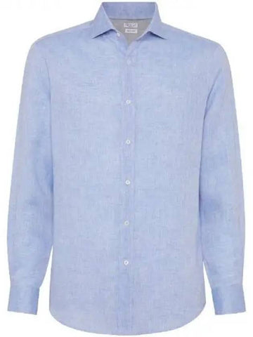 sky blue linen shirt - BRUNELLO CUCINELLI - BALAAN 1