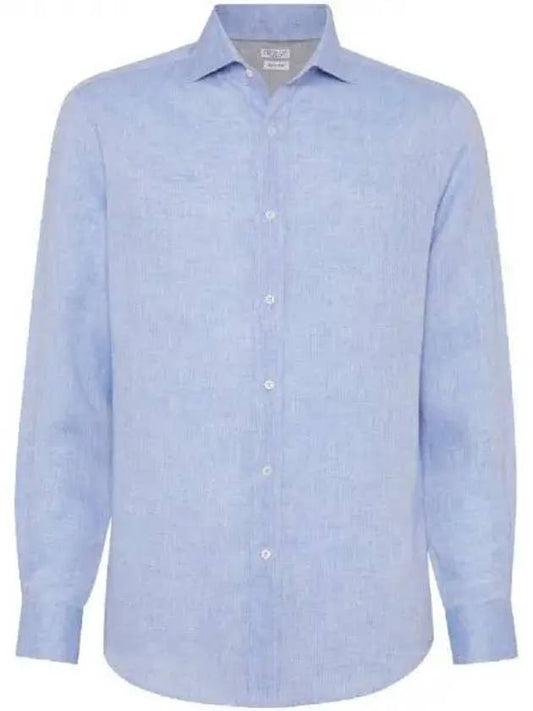sky blue linen shirt - BRUNELLO CUCINELLI - BALAAN 1