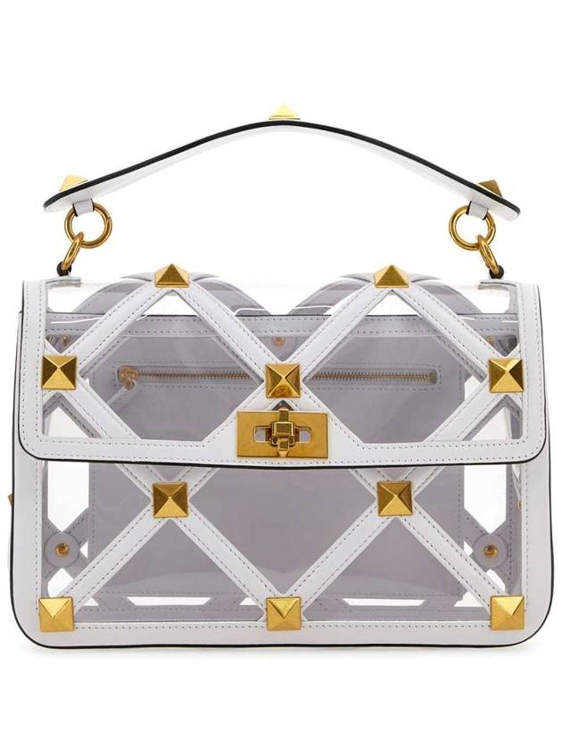 WHITE White polymeric material and leather large Roman Stud handbag 2W2B0I60SEA YL0 - VALENTINO - BALAAN 2