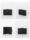 Triangle Logo Saffiano Flap Card Wallet Black - PRADA - BALAAN 3