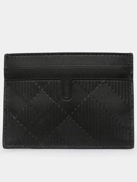 Checked Leather Card Wallet Black - BURBERRY - BALAAN 2