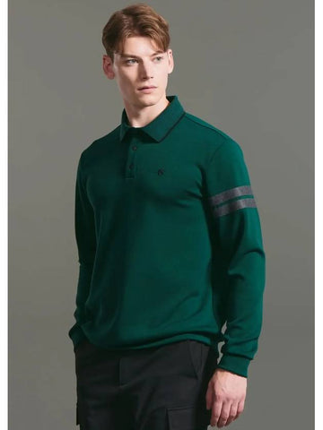 Online Exclusive Men s Cushion Color Line Long Sleeve Collar T Shirt Dark Green - CLEVELAND GOLF - BALAAN 1