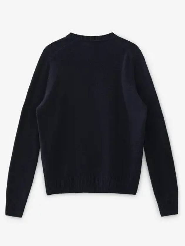 Baby Fox Patch Cosy Round Neck Pullover Wool Knit Top Navy - MAISON KITSUNE - BALAAN 3