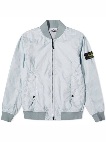 Men's Wappen Patch Zip-Up Bomber Jacket Sky Blue - STONE ISLAND - BALAAN 1