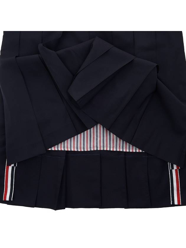 4 Bar Logo Plain Weave Wool Pleated Skirt Navy - THOM BROWNE - BALAAN 8