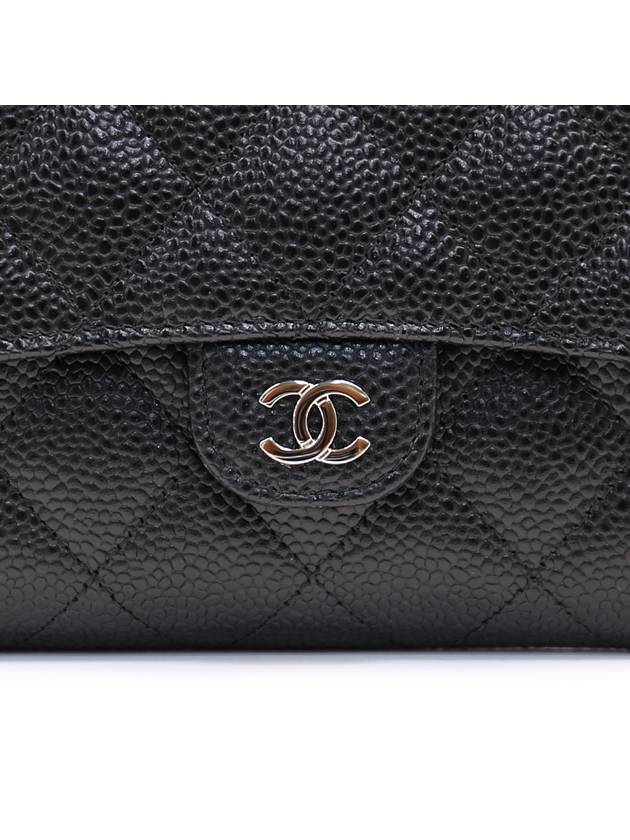 Classic Flap Wallet Grained Calfskin & Silver Black - CHANEL - BALAAN 5