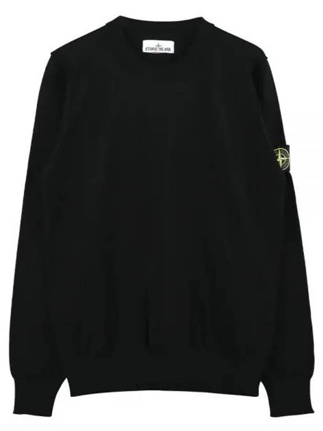 Logo Patch Knit Top Black - STONE ISLAND - BALAAN 2