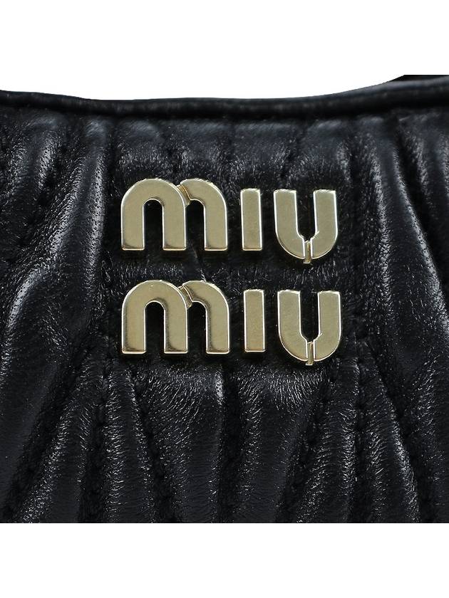 Wander Matelasse Micro Nappa Leather Hobo Mini Bag Black - MIU MIU - 8