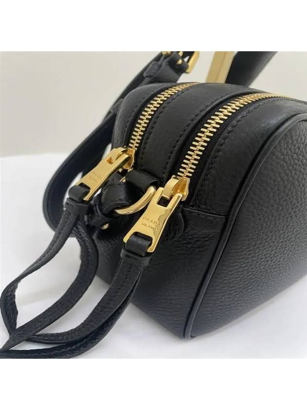 Gold Logo Vitello Dino Leather Cross Bag Black - PRADA - BALAAN.