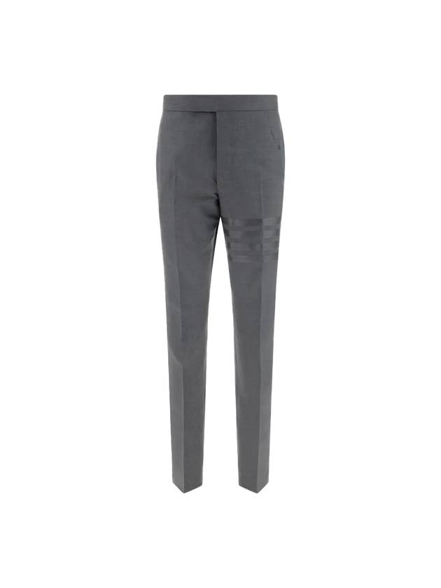 Diagonal Plain Weave Classic Wool Slacks Grey - THOM BROWNE - BALAAN 1