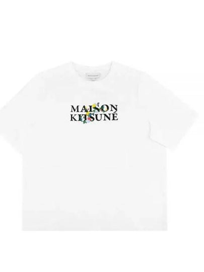 Flower Logo Print Short Sleeve T-Shirt White - MAISON KITSUNE - BALAAN 2