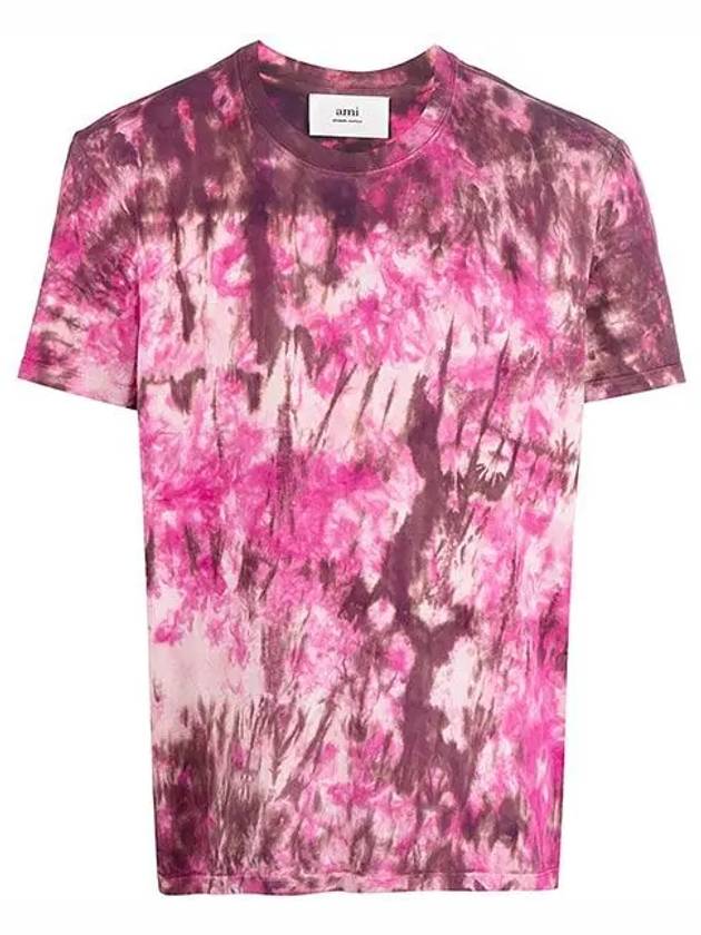 Tie Dye Printed Short Sleeve T-Shirt Pink - AMI - BALAAN 2