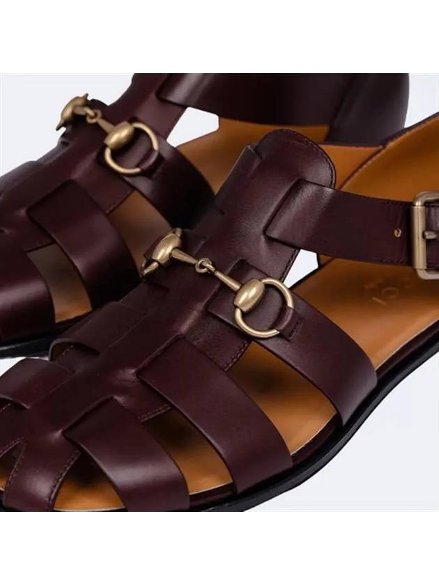 Horsebit Sandals Burgundy - GUCCI - BALAAN.