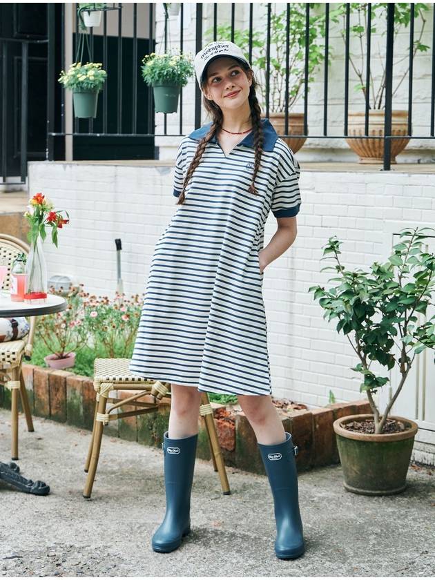 Stripe Collar Summer Short Dress Navy - METAPHER - BALAAN 6